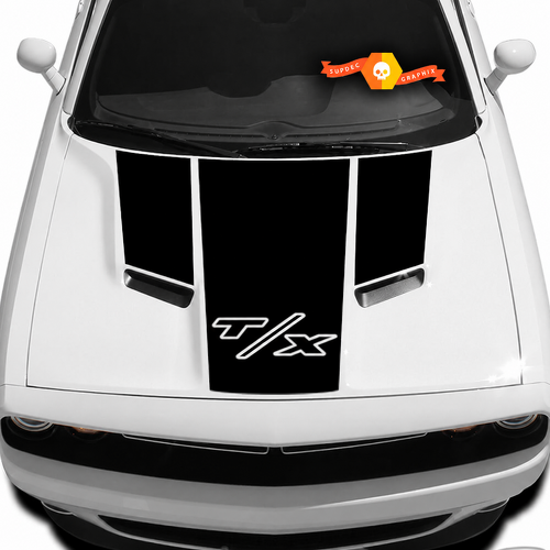 T/X Solid T Panel Stripe Motorhaube Vinylaufkleber für Dodge Challenger 2009-2014