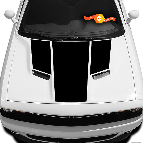 Triple Haubenstreifen Vinyl-Aufkleber für Dodge Challenger 2009-2014