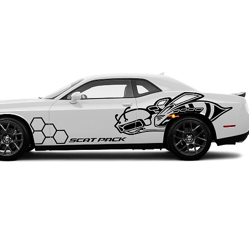 Kit mit Seiten Scat Pack Honeycomb Bee Aufklebern Vinyl Graphics Super Bee Sticker für Dodge Challenger
