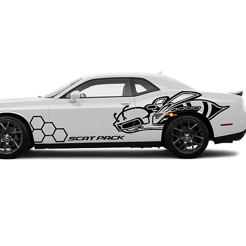 Kit mit Seiten Scat Pack Honeycomb Bee Aufklebern Vinyl Graphics Super Bee Sticker für Dodge Challenger
 1