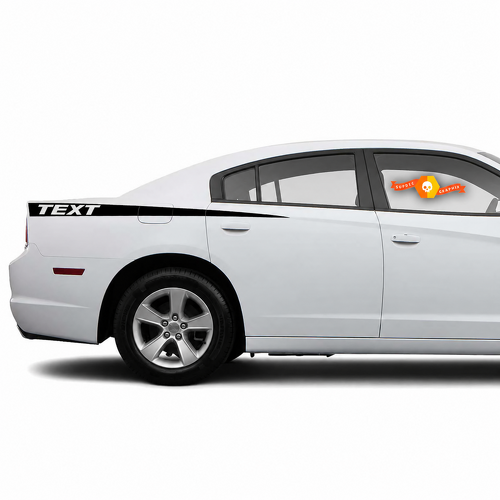 TEXT Langes Streifenpaar Seiten-Vinylaufkleber für Dodge Charger 2011-2014