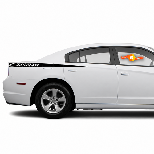 CUSTOM Großes Script Lange Streifen Paar Seiten Vinyl Aufkleber Sticker für Dodge Charger 2011-2014