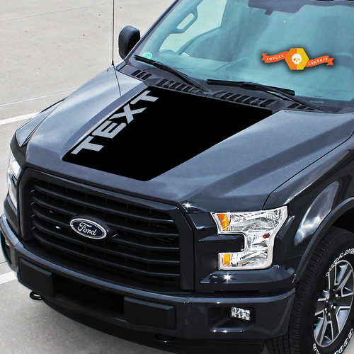 TEXT Kantenbeschriftung Blackout Motorhauben-Vinylaufkleber für Ford F-150 2015-2018