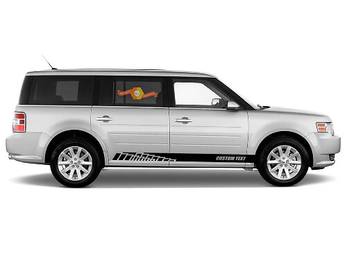 2x seitlicher Ford Flex Vinyl Stripes Karosserieaufkleber Vinylgrafikaufkleber Custom Text style 3
