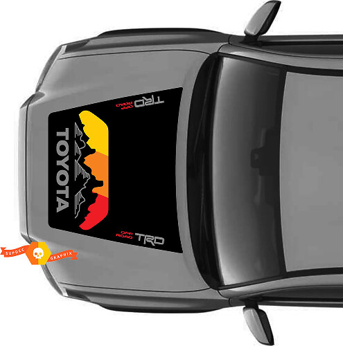 Riesige TRD Off Road Vintage Sunset Retro Old Style KEINE SCOOP! Berge Wald Motorhaube Vinyl Aufkleber passend für Toyota Tacoma 2016–2021 Modelle
