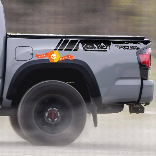 Paar TRD Sport PRO Off Road Mountains Forest Streifen für Tacoma Side Vinyl Aufkleber Aufkleber passend für Toyota Tacoma 2005–2020
