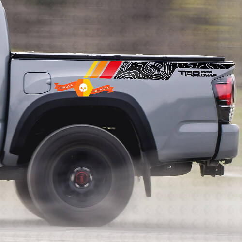 Topographische Karte Vintage-Stil Heckseiten Vinylaufkleber Decal Für Toyota Tacoma 2005–2020