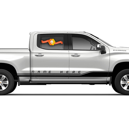2 Rocker-Streifen, passend für 2019–2020 Silverado Truck, Vinyl-Grafik-Set, Streifen-Aufkleber, Abziehbilder
