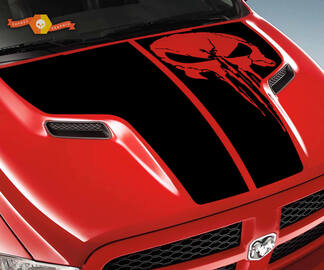 Dodge 2010 2018 passend für Ram 1500 2500 Rebel Punisher Skull Rebel Hood Logo Truck Vinyl Aufkleber Graphic Pick Up Pickup
