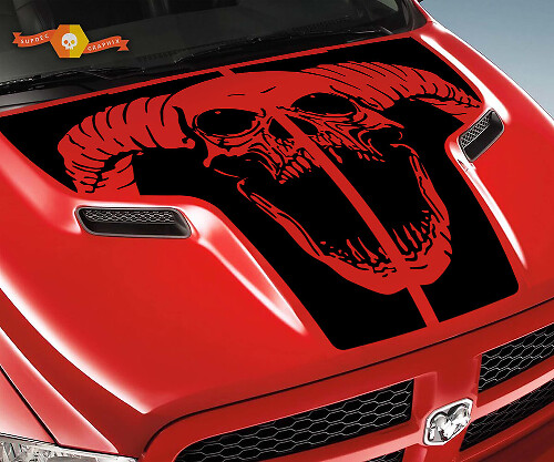 Ram Totenkopf Motorhaubenaufkleber aus Vinyl für Dodge Ram 1500 2500 2010-2018
