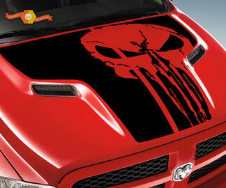 Dodge 2010 2018 passend für Ram 1500 2500 Punisher Skull Grunge Hood Logo Truck Vinyl Aufkleber Graphic Pick Up Pickup
