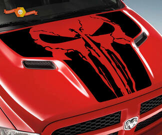 Dodge 2010 2018 passend für Ram 1500 2500 Large Punisher Skull Grunge Hood Logo Truck Vinyl Aufkleber Graphic Pick Up Pickup
