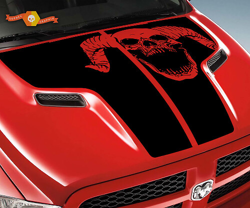 Ram-Schädel Grunge Motorhauben-Truck Vinyl-Streifen-Aufkleber Decal Grafik für Dodge Ram 1500 2500