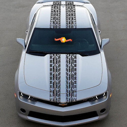 Doppelte Reifenspuren Streifen Motorhaube Dach Kofferraum Vinylaufkleber für Chevy Dodge Mustang