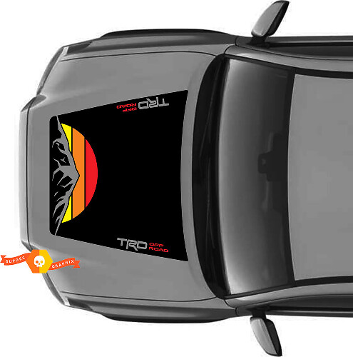 Sehr riesiger TRD Off Road Vintage Sunset Retro Old Style KEINE SCOOP! Mountain Hood Vinyl-Aufkleber passend für Toyota Tacoma 2016–2021 Modelle
