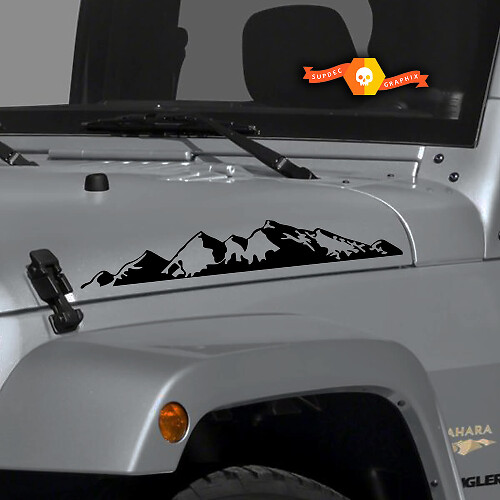 Mountain Range Hauben Vinyl-Aufkleber Paar für Jeep Wrangler