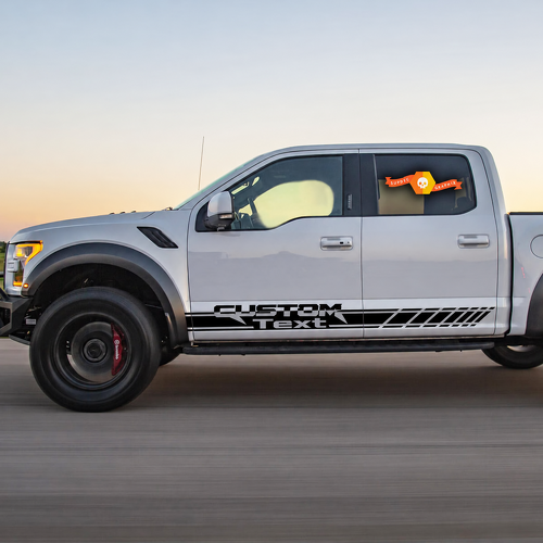 CUSTOM Text Strobe Side Stripe Pair Seite Vinylaufkleber für Ford F-150 Raptor