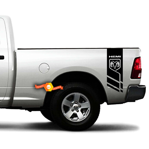 Hemi-Stil Seitliche Betttstreifen Vinyl-Aufkleber Set für Ram 1500-3500