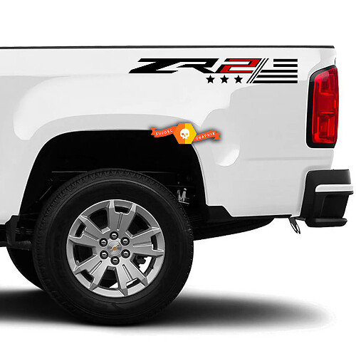 ZR2 USA-Flagge Aufkleber-Set für die Seiten der Ladefläche für Chevy Colorado