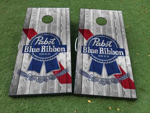 Pabst Blue Ribbon Cornhole Brettspiel -Aufkleber -Vinyl -Wraps mit laminierter