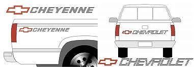 Chevy Cheyenne LKW-Heckklappen- und Bettseitenaufkleber - Chevrolet