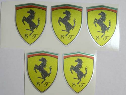 Ferrari Enzo Radkappen Center Yellow auf Silver 5 Emblems Decals