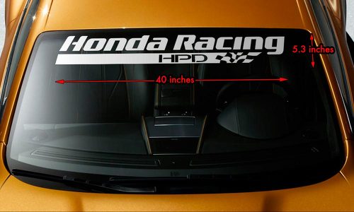 Honda Racing HPD Windschutzscheiben-Banner, Vinyl, langlebig, Aufkleber, 40 x 5,3 Zoll
