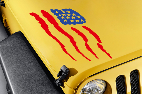 Hood USA American Flag Stars Stripes Truck TJ CJ JK LJ Vinyl-Aufkleber