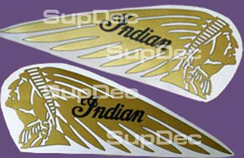 Indian Motorrad Tank Aufkleber Aufkleber GOLD