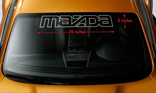 MAZDA OUTLINE Windschutzscheiben-Banner, Vinyl, langlebig, Aufkleber, 71,1 x 12,7 cm