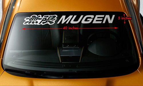 Mugen Honda Windschutzscheiben-Banner, Vinyl, langlebig, Premium-Aufkleber, 101,6 x 12,7 cm